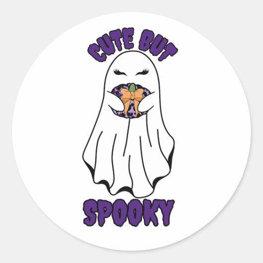 Schattigee maar spookachtige Halloween-geest met e Ronde Sticker (Voorkant)
