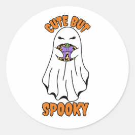 Schattigee maar spookachtige Halloween-geest met e Ronde Sticker