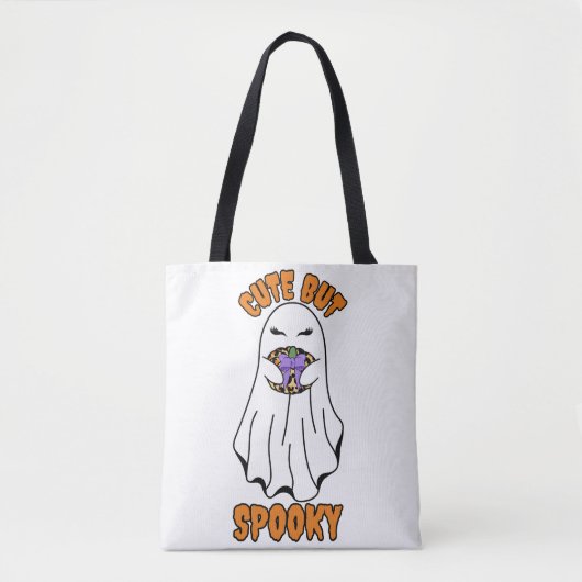 Schattigee maar spookachtige Halloween-geest met e Tote Bag (Voorkant)