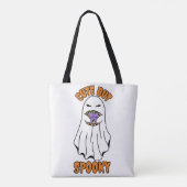Schattigee maar spookachtige Halloween-geest met e Tote Bag (Achterkant)