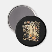 Schattigee maar Spooky Funny Floral Halloween Ghos Magneet (Voorkant / Achterkant)