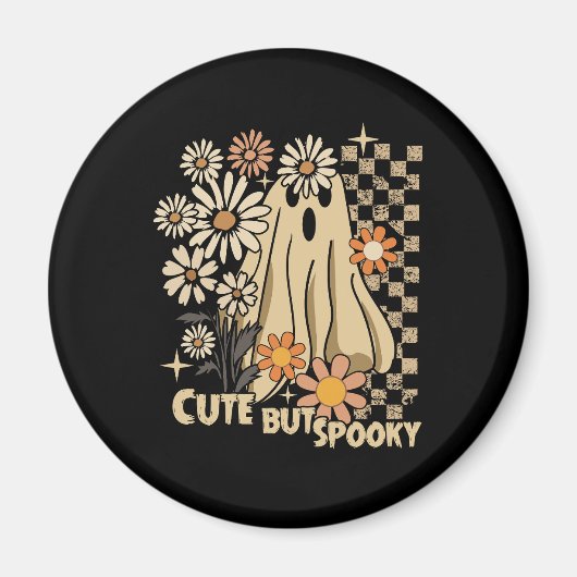 Schattigee maar Spooky Funny Floral Halloween Ghos Magneet (Voorkant)