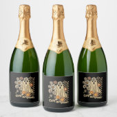 Schattigee maar Spooky Funny Floral Halloween Ghos Sparkling Wijnetiket (Flessen)