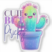 Schattigee maar stekelige cactus - Grappig Succule Sticker (Voorkant)