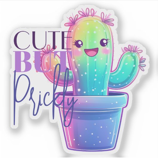 Schattigee maar stekelige cactus - Grappig Succule Sticker (Voorkant)