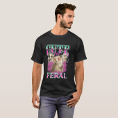 Schattigee maar wilde retro grappige possum meme b t-shirt (Voorkant volledig)