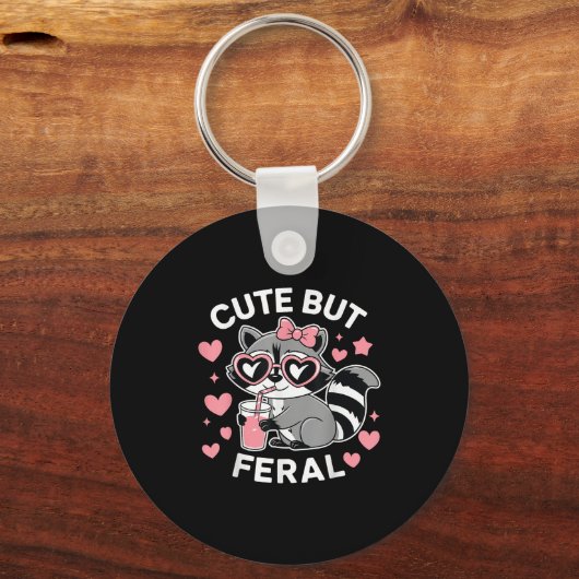 Schattigee maar wilde wasbeer NK Gles peuter meisj Sleutelhanger (Voorkant)