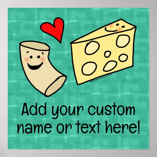 Schattigee Mac houdt van kaas Custom Kinder naam P Poster (Voorkant)