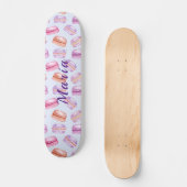 Schattigee macarons aangepaste naam persoonlijk skateboard (Voorkant)