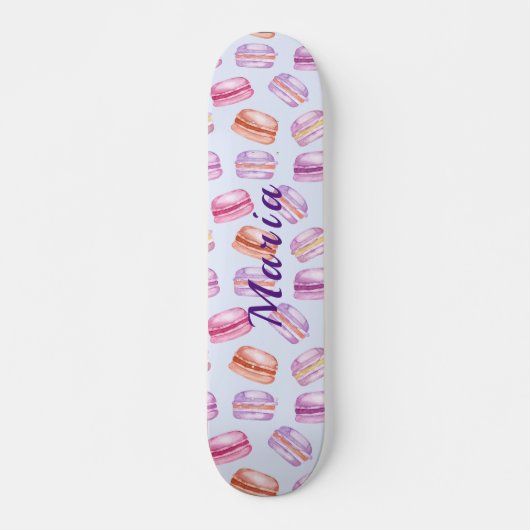 Schattigee macarons aangepaste naam persoonlijk skateboard (Voorkant)