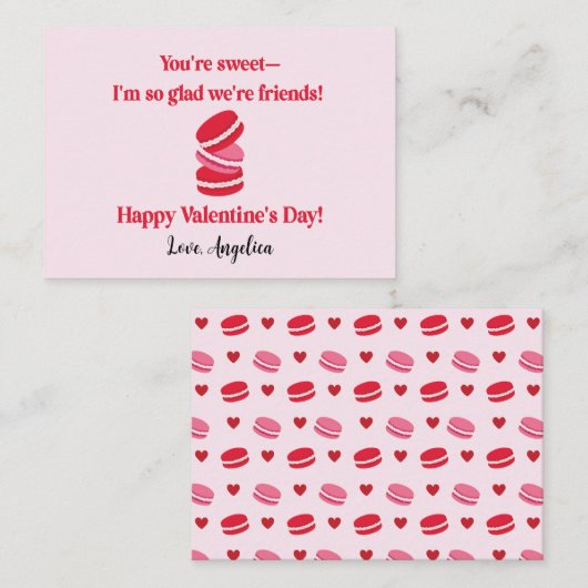 Schattigee Macarons Valentijnsdag Classroom Notitiekaartje (Voorkant / Achterkant)
