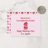 Schattigee Macarons Valentijnsdag Classroom Notitiekaartje (Voorkant / Achterkant in situ)