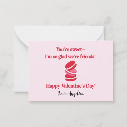 Schattigee Macarons Valentijnsdag Classroom Notitiekaartje (Voorkant)