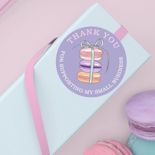 Schattigee macaroon banketbakker Dank u kleine bed Ronde Sticker