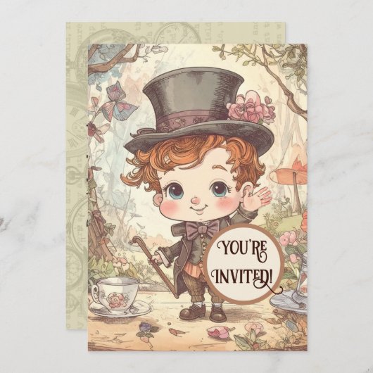 Schattigee Mad Hatter Whimsical Wonderland Woodlan Kaart (Voorkant / Achterkant)