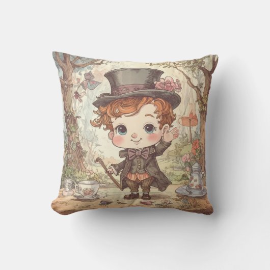 Schattigee Mad Hatter Whimsical Wonderland Woodlan Kussen (Voorkant)
