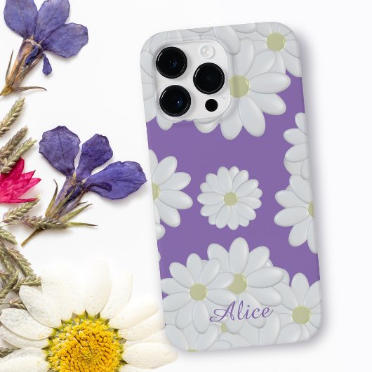 Schattigee madeliefjes naam Paarse witte madeliefj Case-Mate iPhone Case
