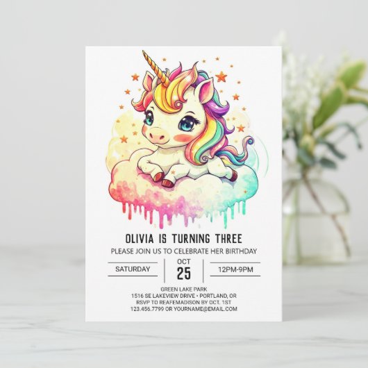 Schattigee Magic Unicorn Verjaardag Kaart (Staand voorkant)