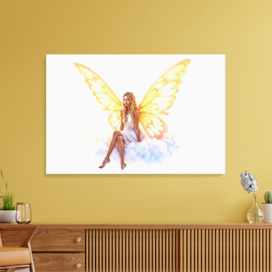 Schattigee magisch blauwe ogen fee felle gouden vl canvas afdruk (Insitu (Woonkamer))