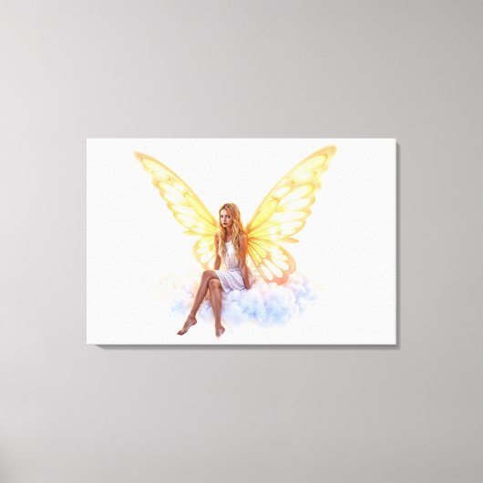 Schattigee magisch blauwe ogen fee felle gouden vl canvas afdruk (Voorkant)