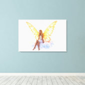 Schattigee magisch blauwe ogen fee felle gouden vl canvas afdruk (Insitu (Houten vloer))