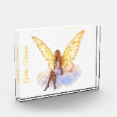 Schattigee magisch blauwe ogen fee felle gouden vl fotoblokken (Links)