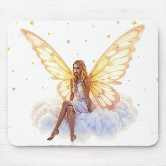 Schattigee magisch blauwe ogen fee felle gouden vl muismat (Voorkant)