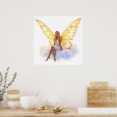 Schattigee magisch blauwe ogen fee felle gouden vl poster (Keuken)