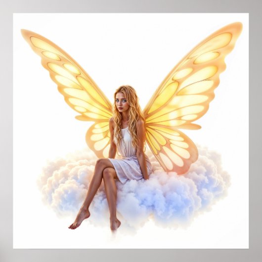 Schattigee magisch blauwe ogen fee felle gouden vl poster (Voorkant)