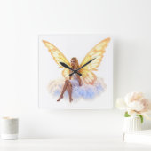 Schattigee magisch blauwe ogen fee felle gouden vl vierkante klok (Huis)