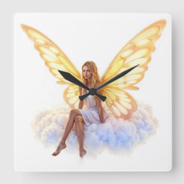 Schattigee magisch blauwe ogen fee felle gouden vl vierkante klok