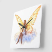 Schattigee magisch blauwe ogen fee felle gouden vl vierkante klok (Hoek)