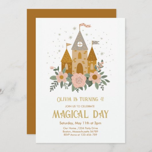 Schattigee magische dag Prinses Castle Verjaardag Kaart (Voorkant / Achterkant)