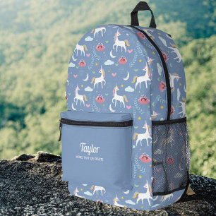 Schattigee magische eenhoorn, gepersonaliseerde Ki Bedrukte Rugzak