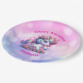 Schattigee Magische Eenhoorn Gepersonaliseerde Ver Papieren Bordje (Gekanteld)