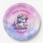 Schattigee Magische Eenhoorn Gepersonaliseerde Ver Papieren Bordje (Voorkant)