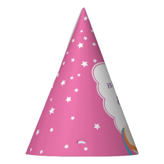 Schattigee magische eenhoorn heet roze meisje verj feesthoedjes (Links)