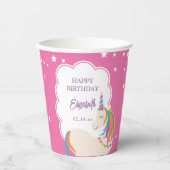 Schattigee magische eenhoorn heet roze meisje verj papieren bekers (Voorkant)