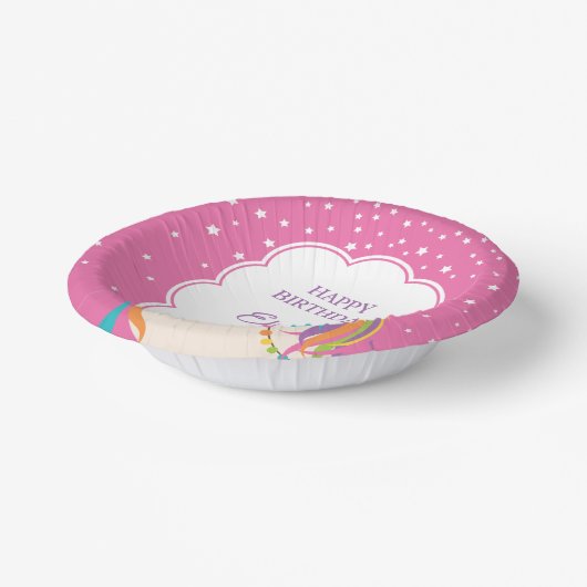 Schattigee magische eenhoorn heet roze meisje verj papieren kommen (Gebogen)