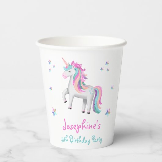 Schattigee magische eenhoorn Kinderen verjaardag Papieren Bekers (Achterkant)