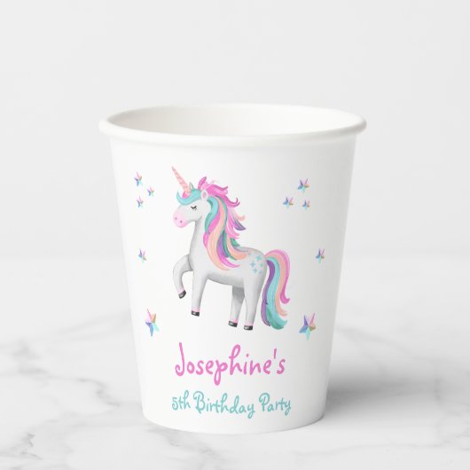 Schattigee magische eenhoorn Kinderen verjaardag Papieren Bekers (Voorkant)