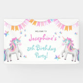 Schattigee magische eenhoorn kinderen verjaardagsf spandoek (Horizontaal)