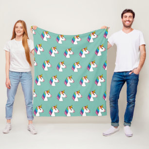 Schattigee Magische Eenhoorn met Kleurrijk Haar Fleece Deken