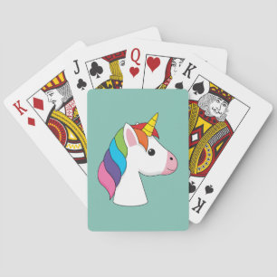 Schattigee Magische Eenhoorn met Kleurrijk Haar Pokerkaarten