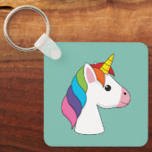 Schattigee Magische Eenhoorn met Kleurrijk Haar Sleutelhanger (Voorkant)