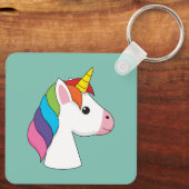 Schattigee Magische Eenhoorn met Kleurrijk Haar Sleutelhanger (Achterkant)