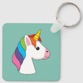 Schattigee Magische Eenhoorn met Kleurrijk Haar Sleutelhanger (Achterkant)