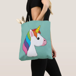 Schattigee Magische Eenhoorn met Kleurrijk Haar Tote Bag