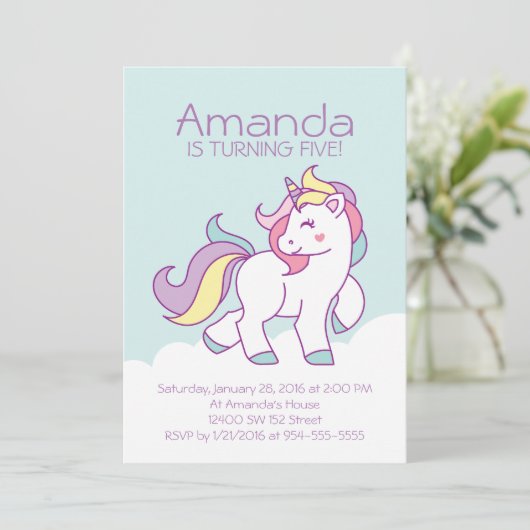 Schattigee Magische Eenhoorn Pastel MEISJE Dieren  Kaart (Staand voorkant)