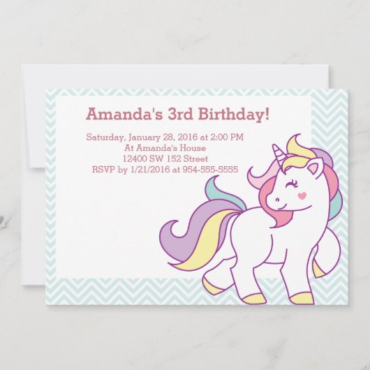 Schattigee Magische Eenhoorn Pastel MEISJE Dieren  Kaart (Voorkant)